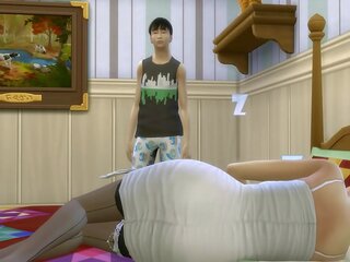 Japans zoon eikels japans mam immediately volgend na delen de zelfde bed