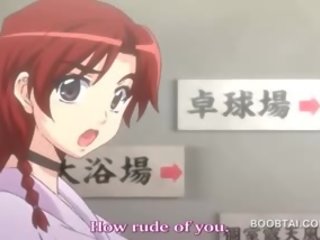 Gyzyl saçly hentaý enticing hottie giving tit job in anime movie